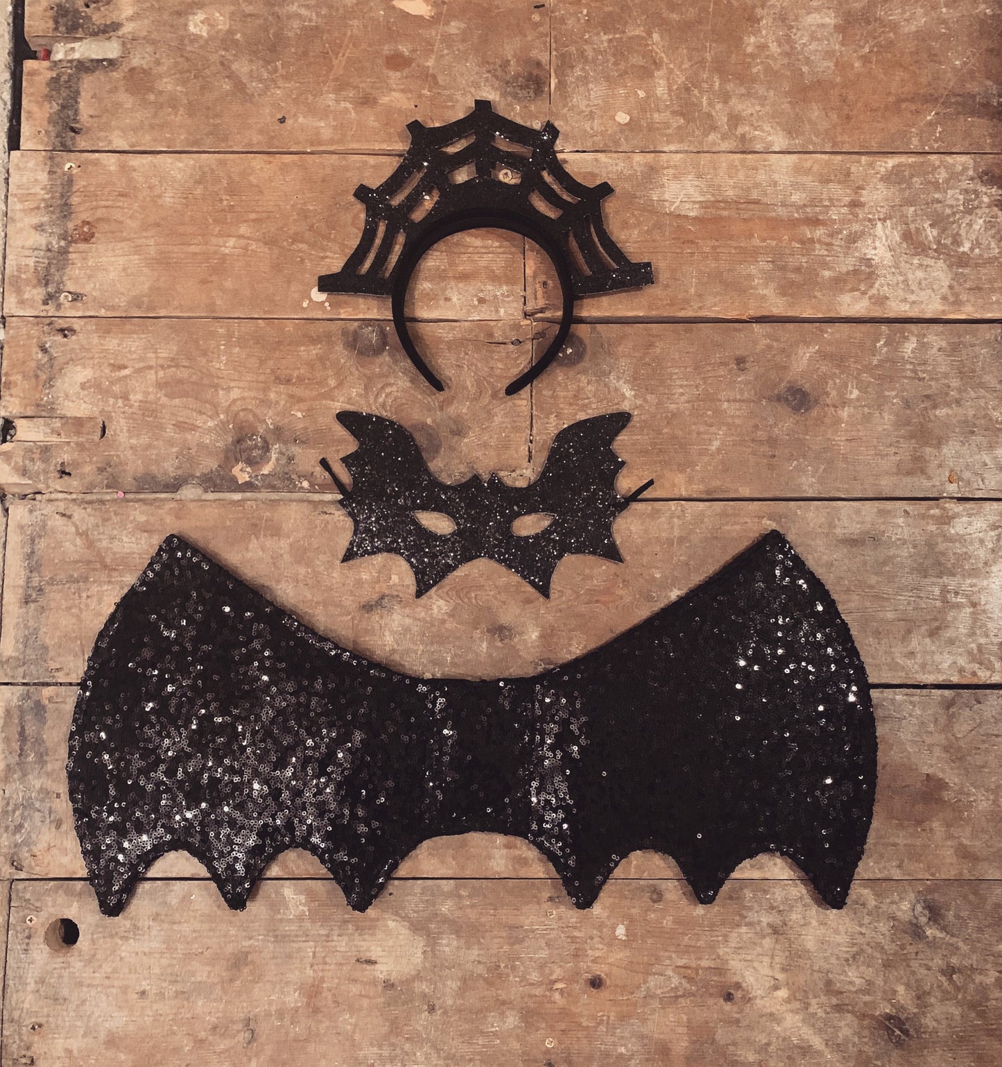 Black glitter bat mask