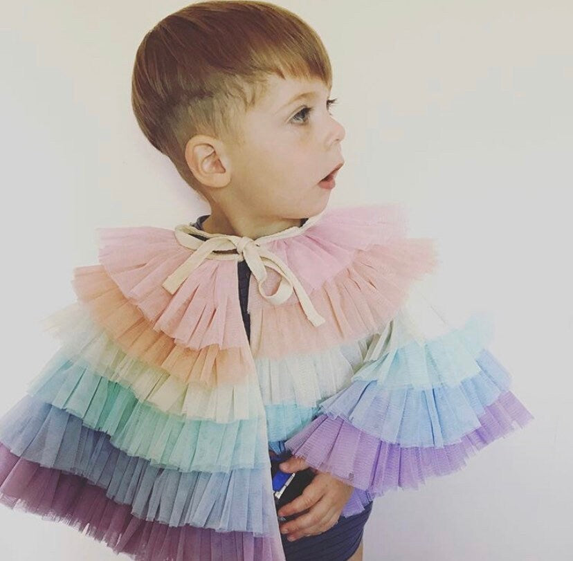 Kids Ruffle rainbow dress up cape
