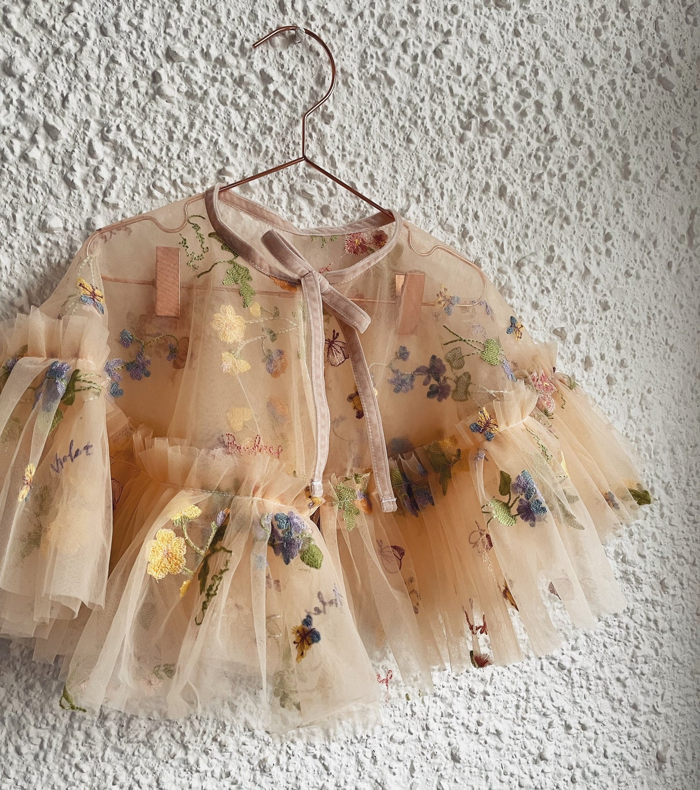 floral embroidered cape in yellow