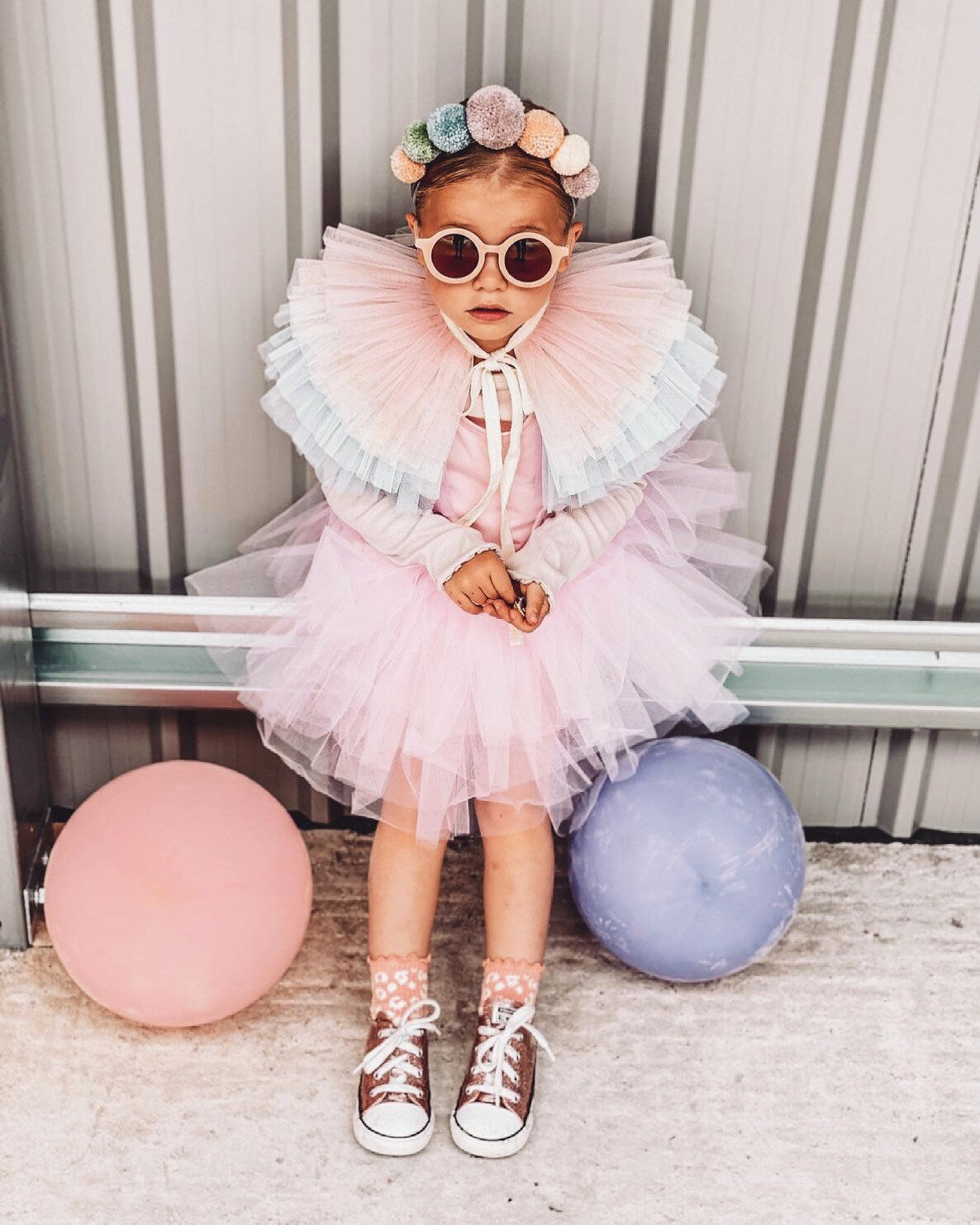 Oversized Pastel rainbow ruffle collar