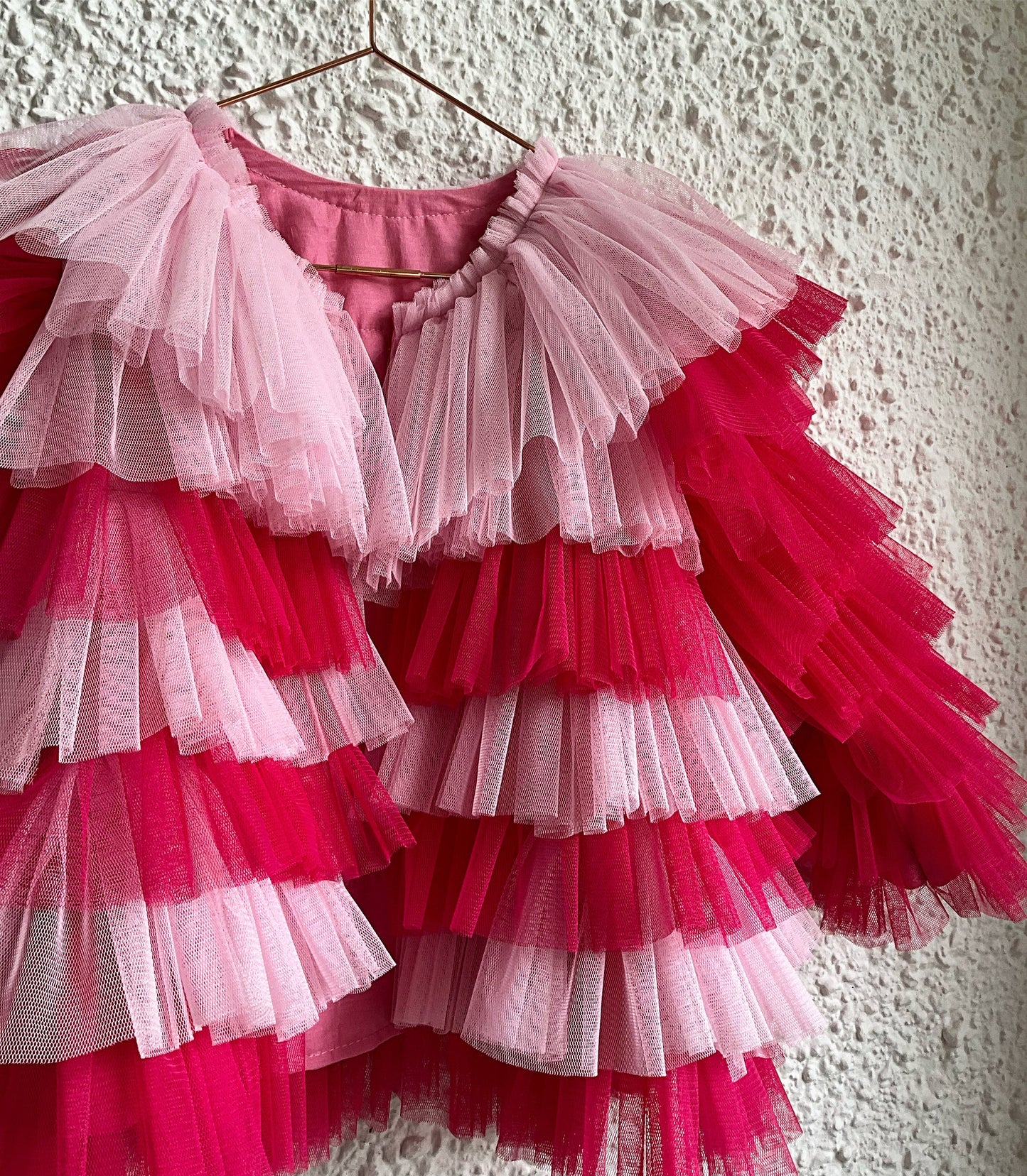 Barbie inspired mixed pink ruffle jacket