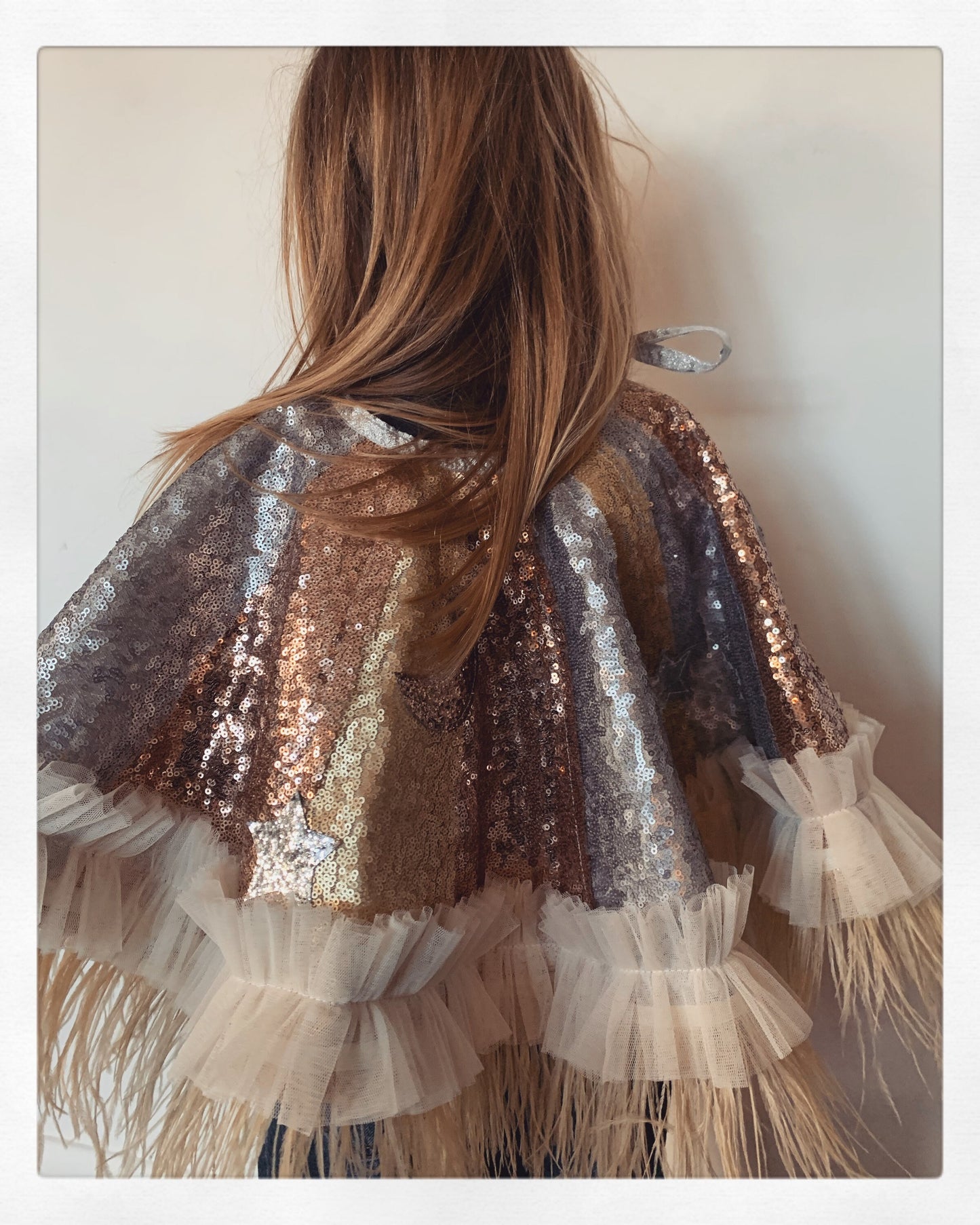 Limited Edition kid Star/moon mixed sequin cape