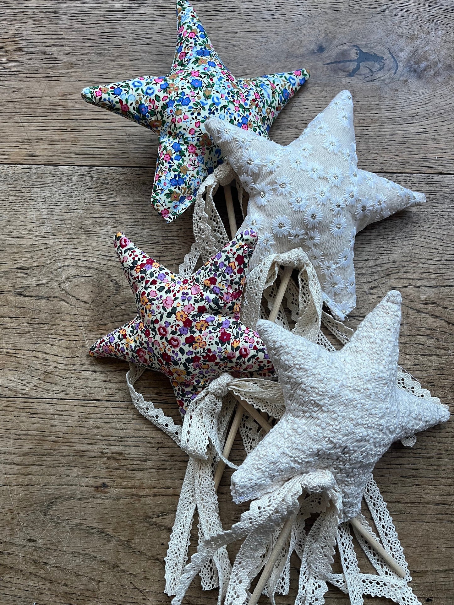Cream cotton lace crown and wand set