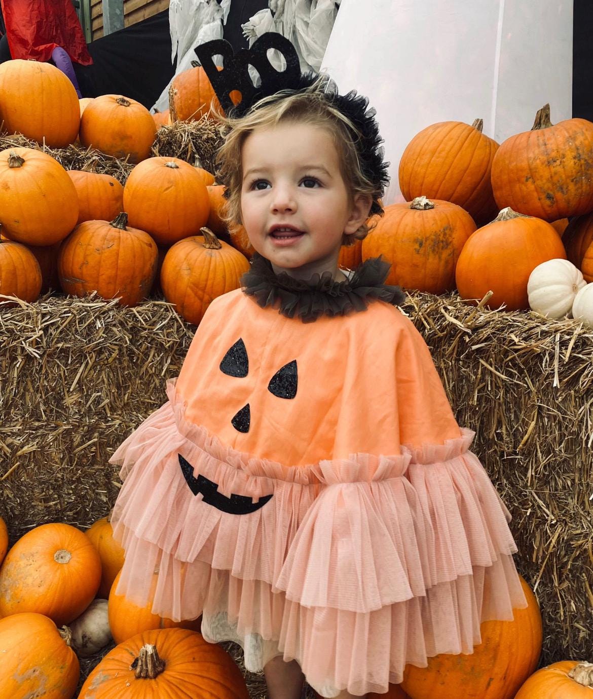 Peach pumpkin mini tie back cape