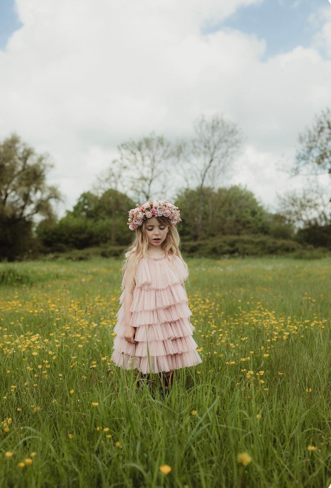 dusky pink ruffle dress