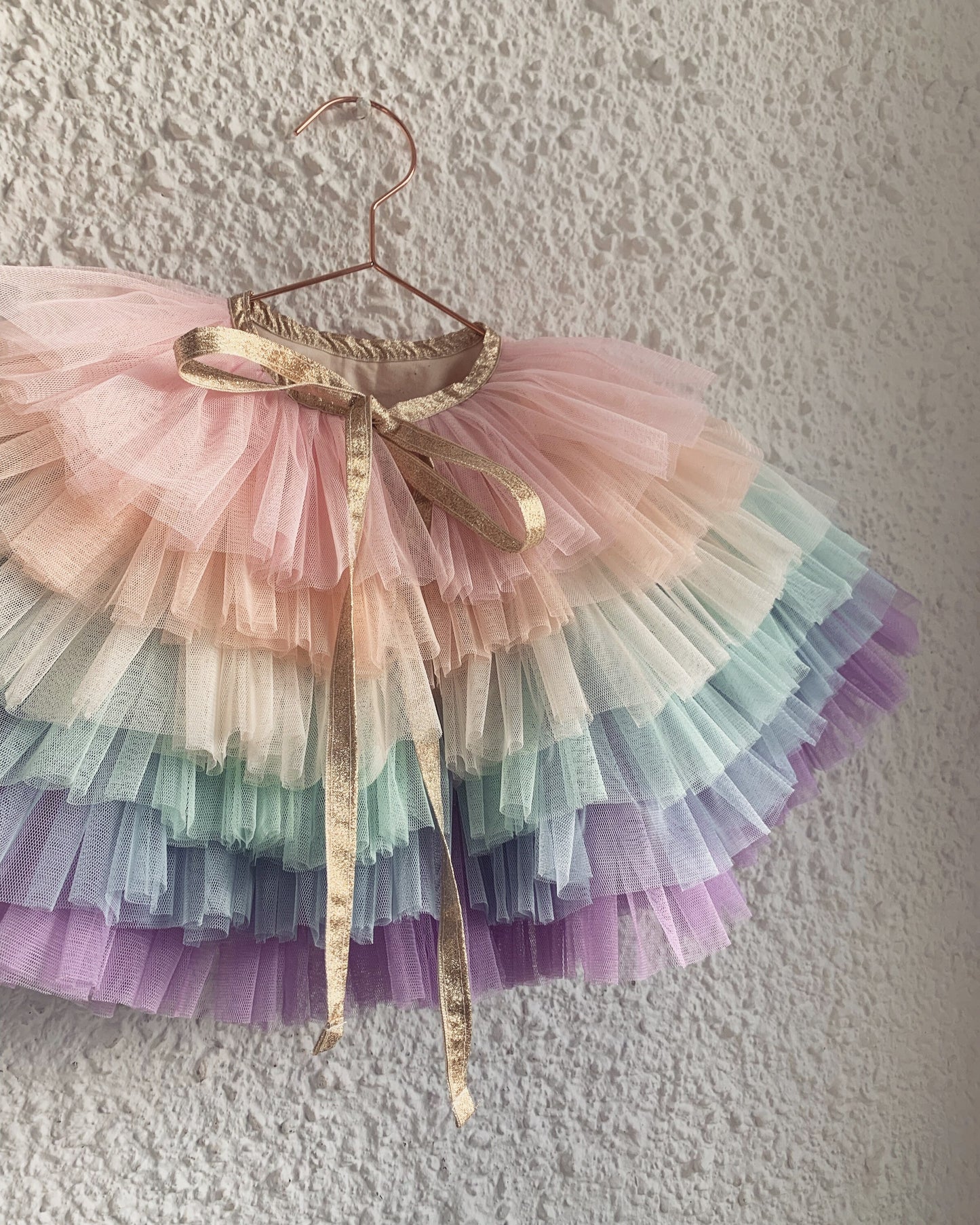 Mini ruffle rainbow cape