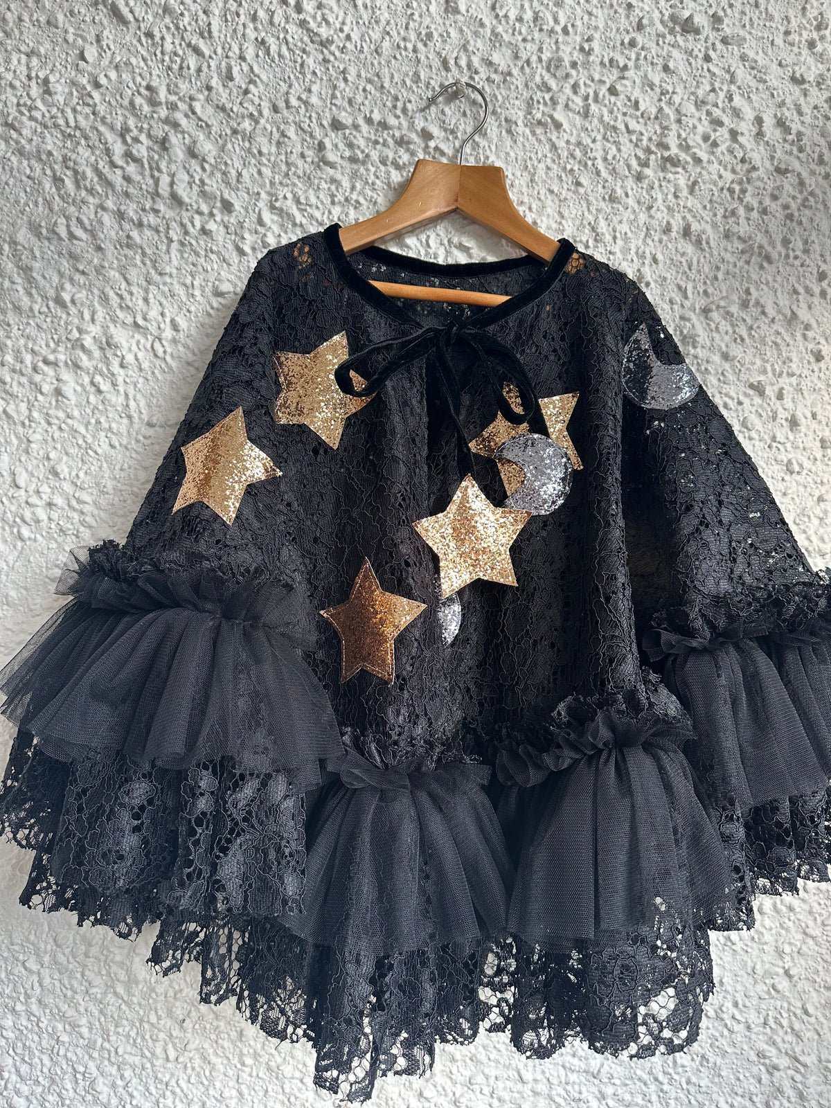 Stunning black lace witch cape/hat set