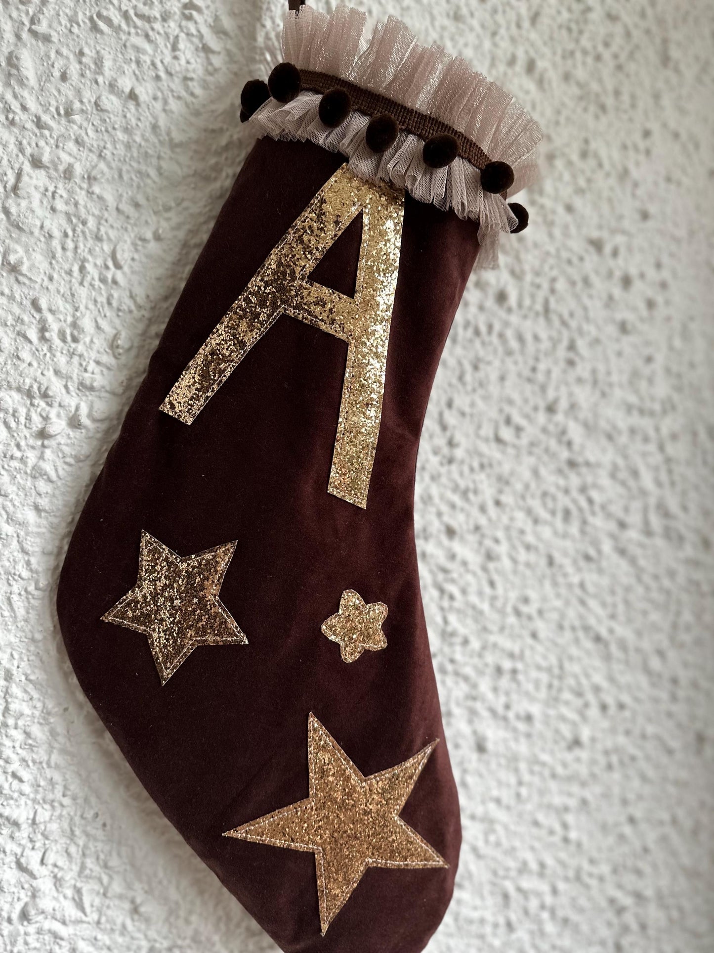velvet stocking in chocolate brown