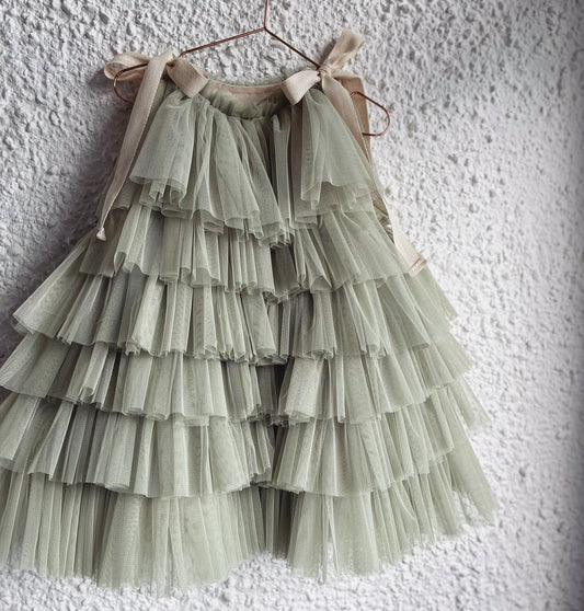 Sage green ruffle dress