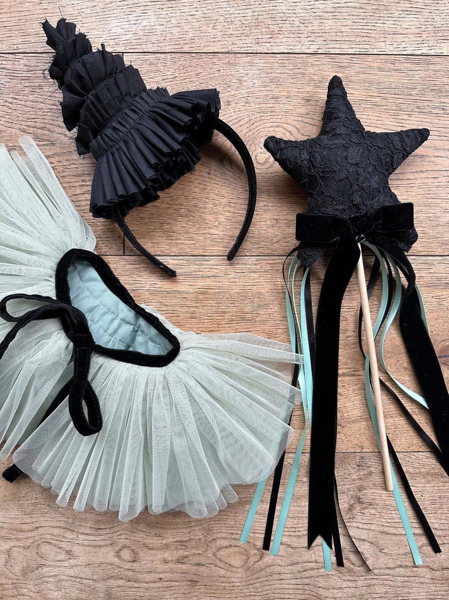 Elphaba inspired collar, wand and hat headband set