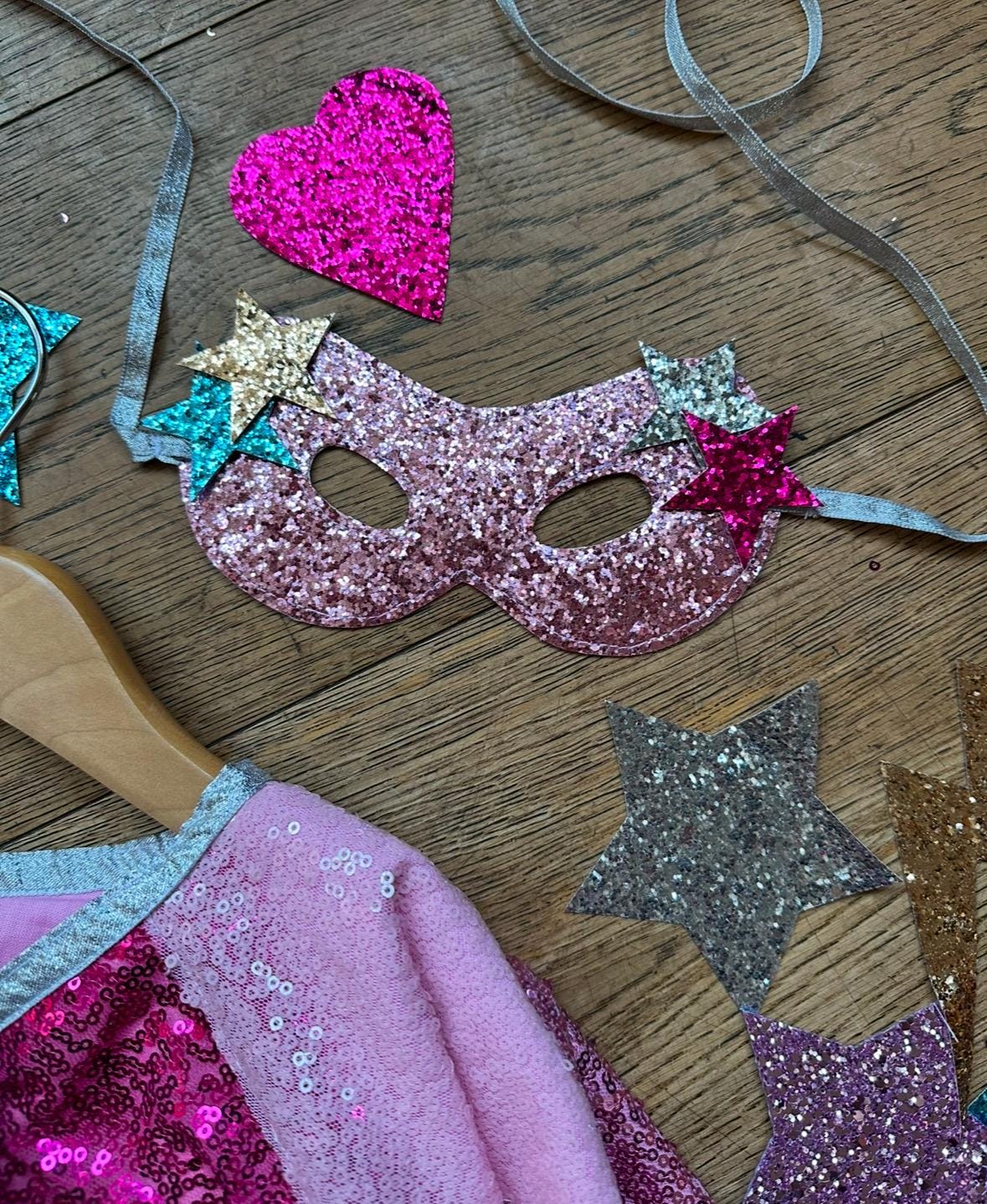 Superhero cape, wand, mask set