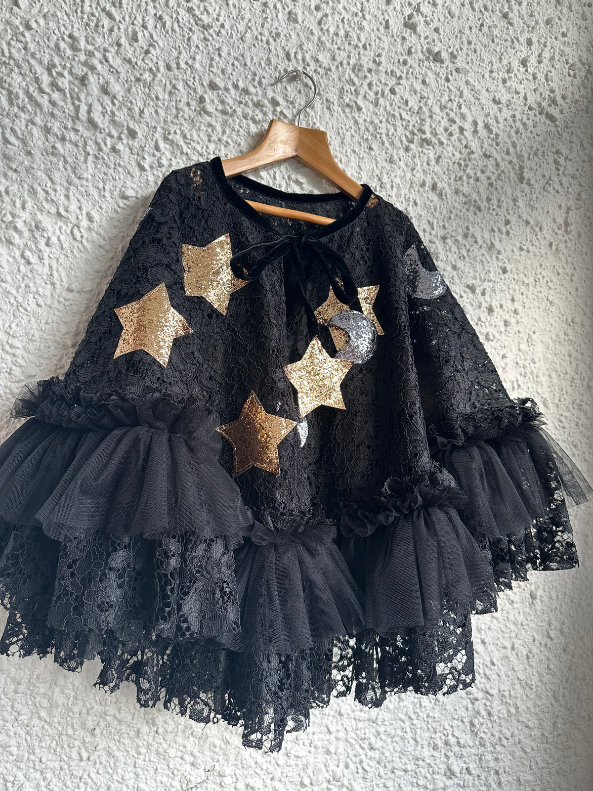 Stunning black lace witch cape/hat set