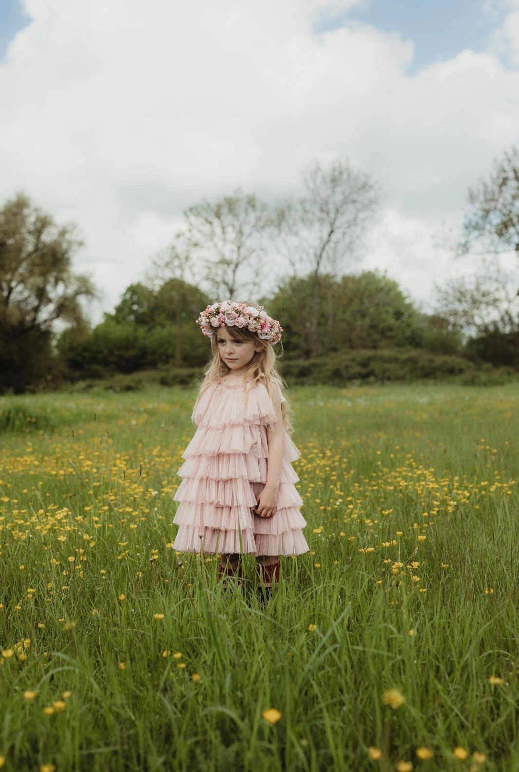 dusky pink ruffle dress