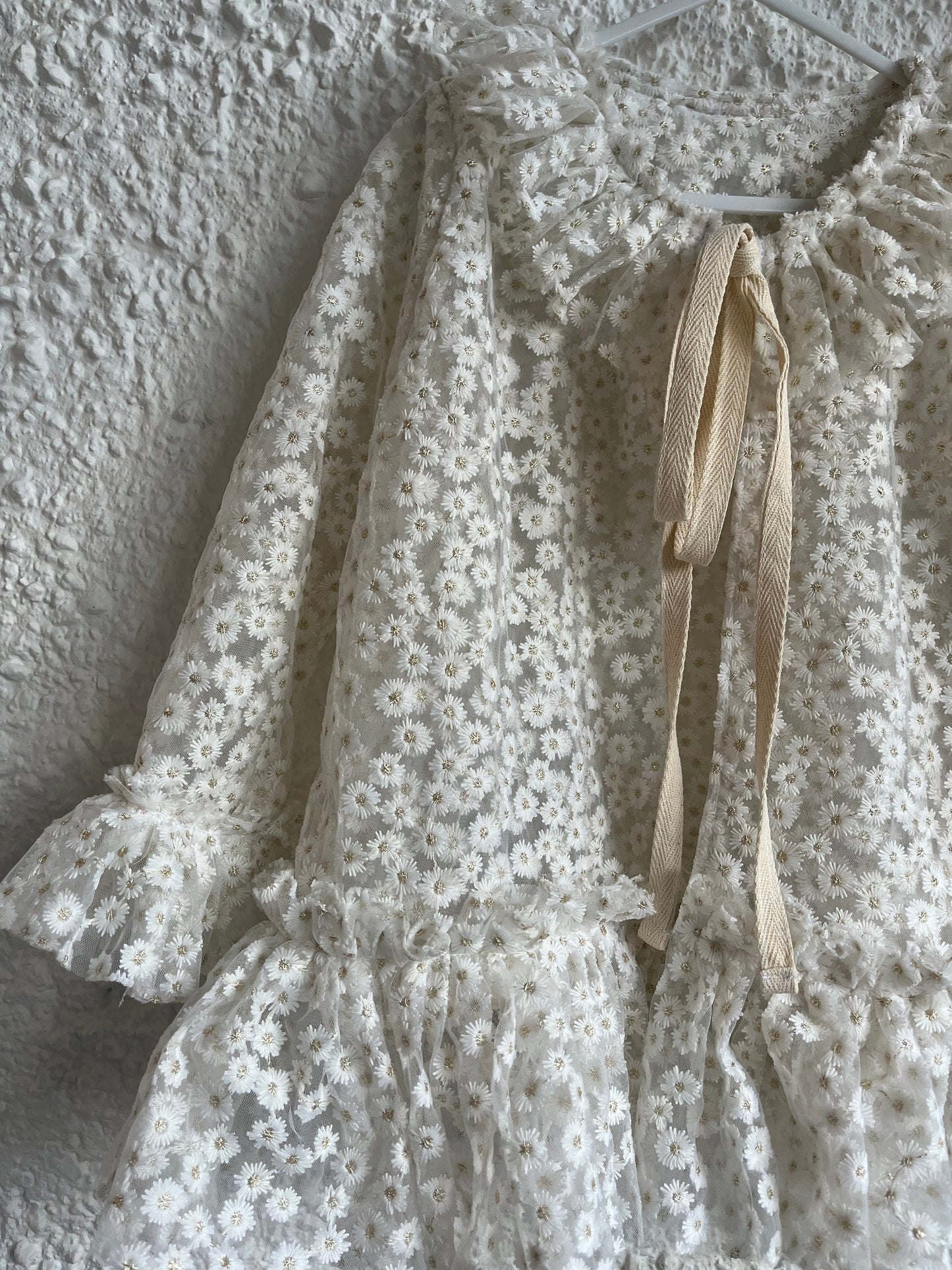 White embroidered daisy sheer jacket