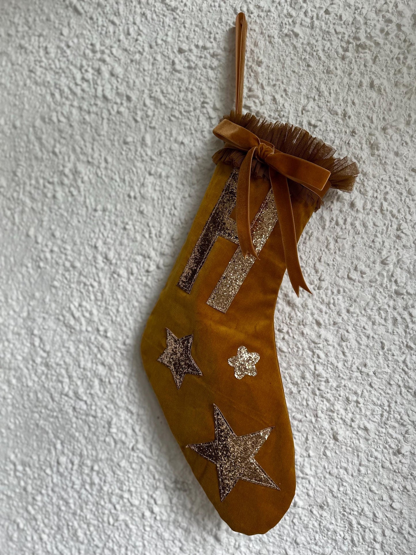 velvet stocking in mustard