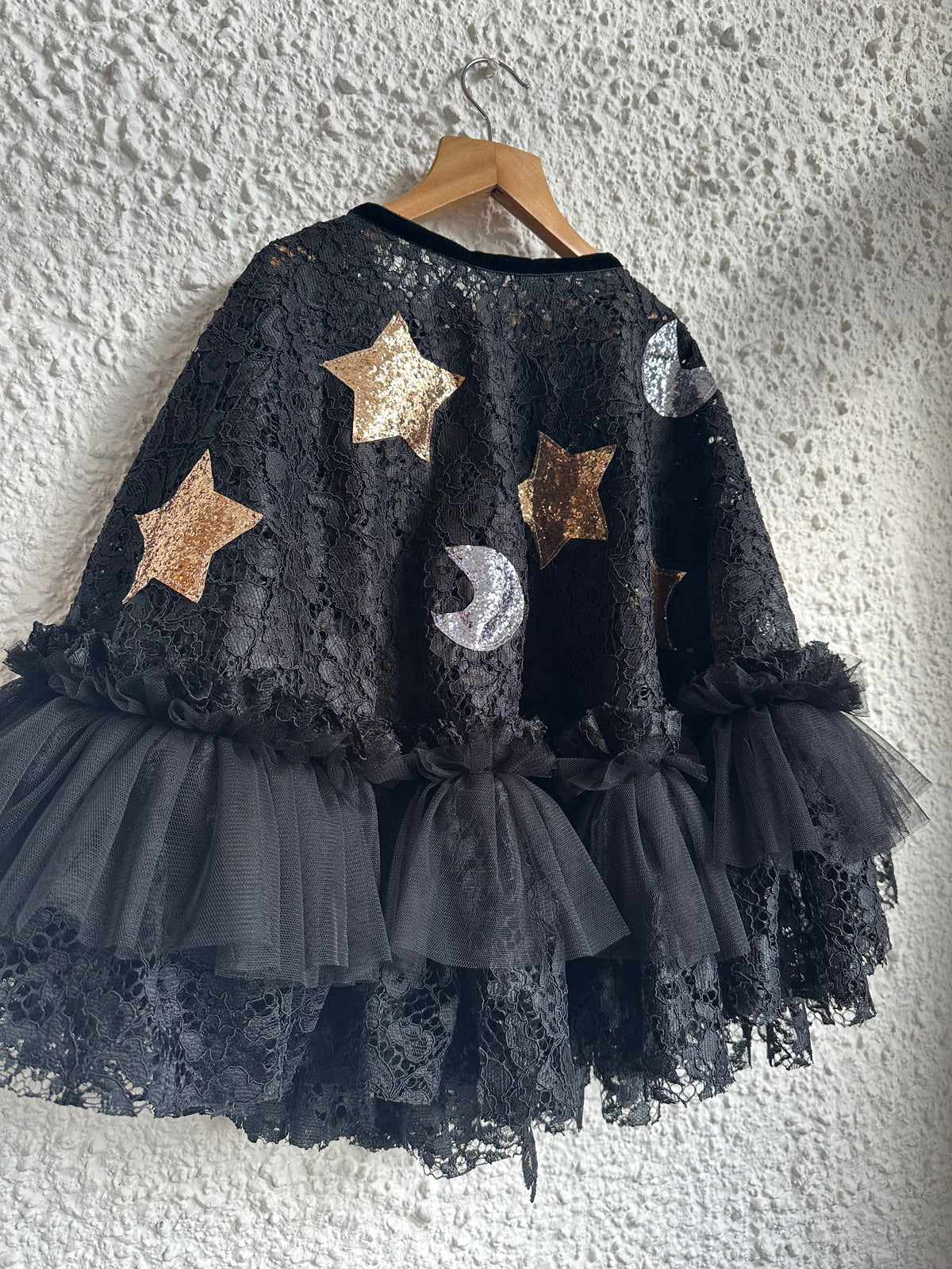 Stunning black lace witch cape/hat set