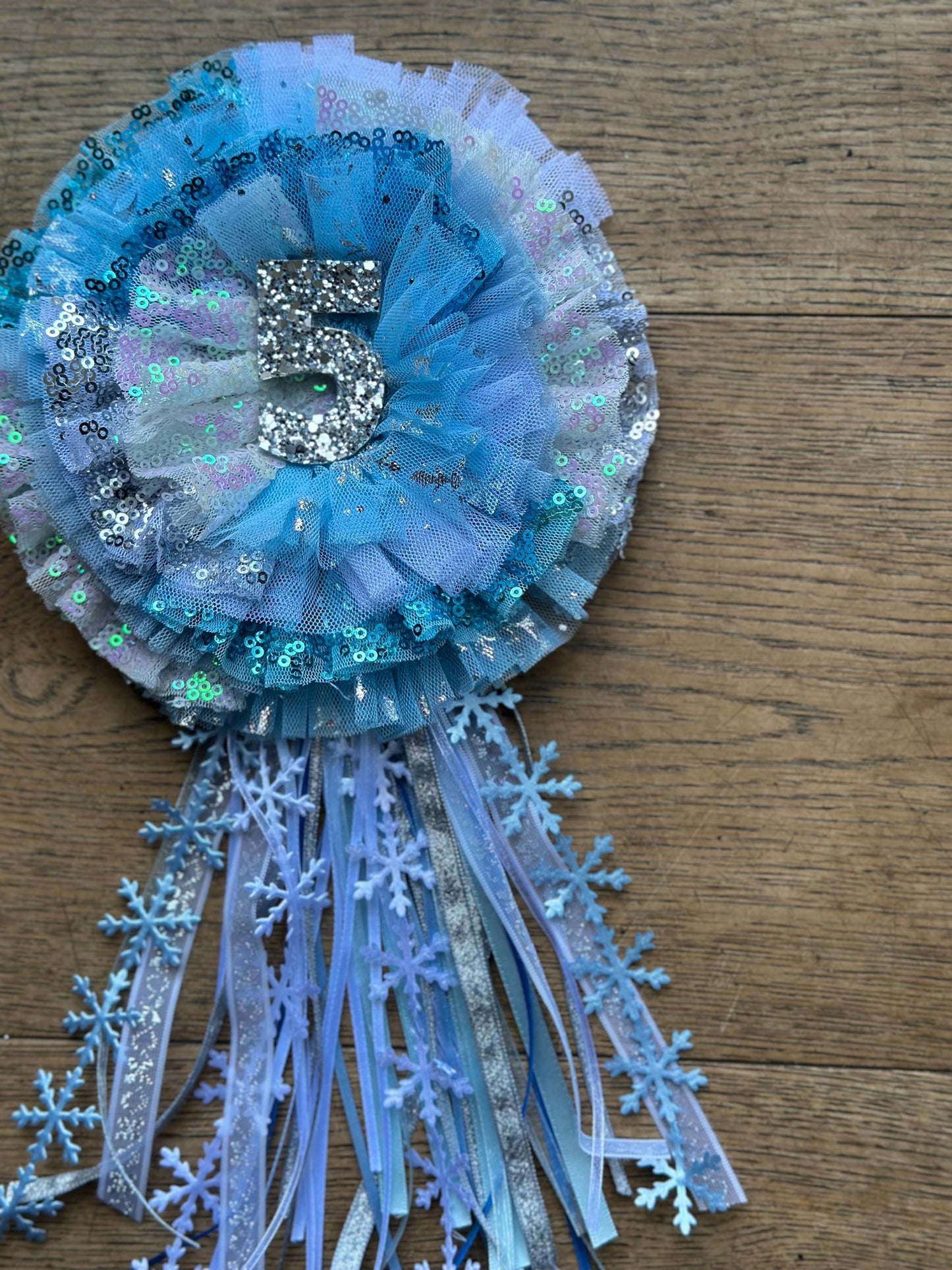 Frozen mixed tulle/sequin ruffle birthday corsage