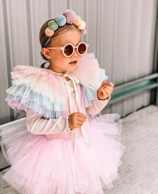 Oversized Pastel rainbow ruffle collar