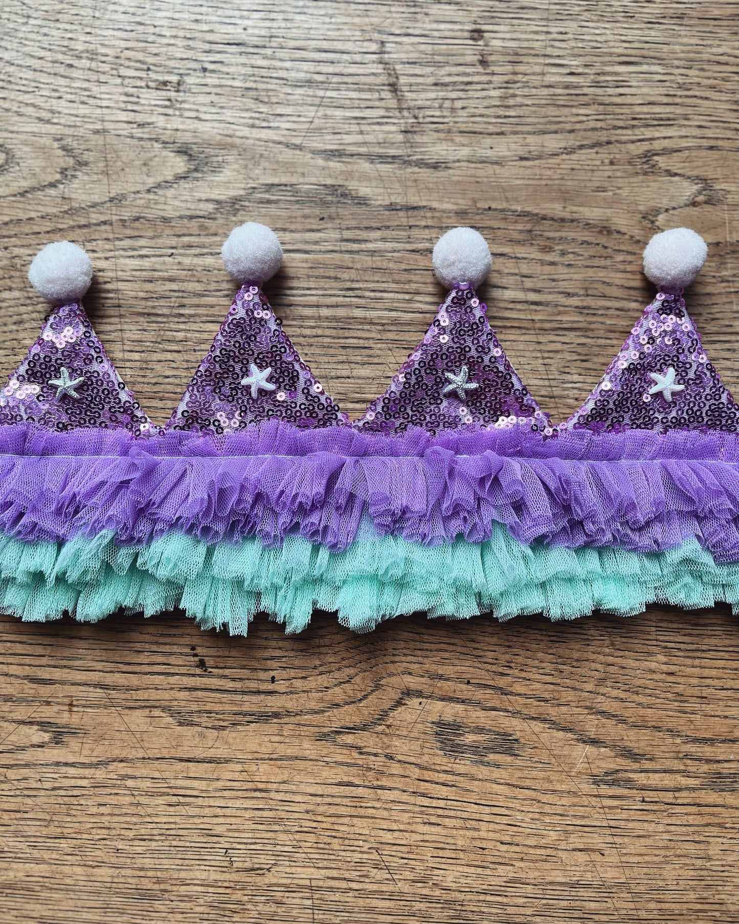 mermaid sequin ruffle crown