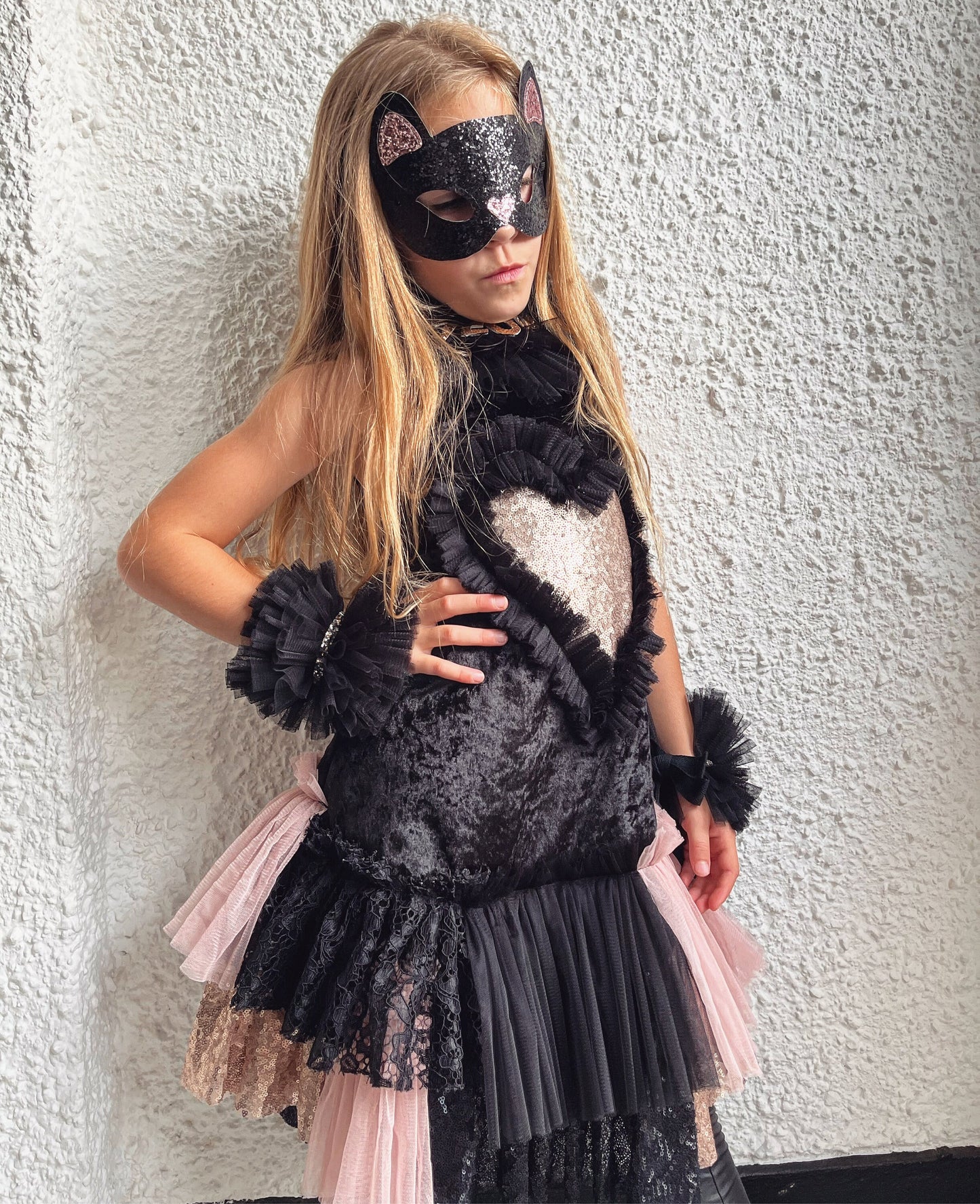 Pretty kitty cat heart ruffle dress