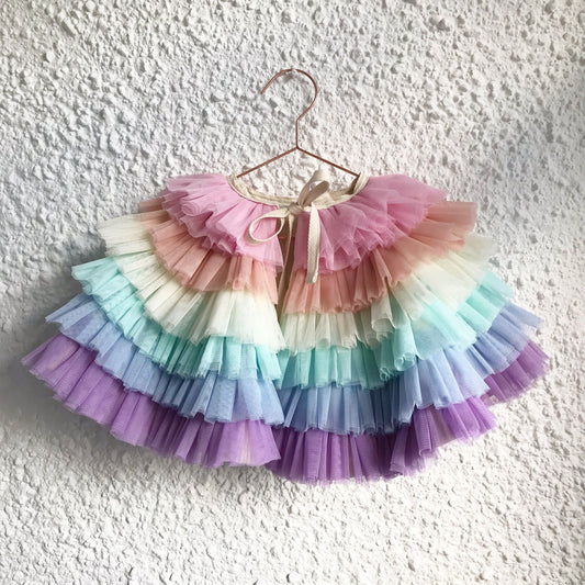 Adult rainbow ruffle cape