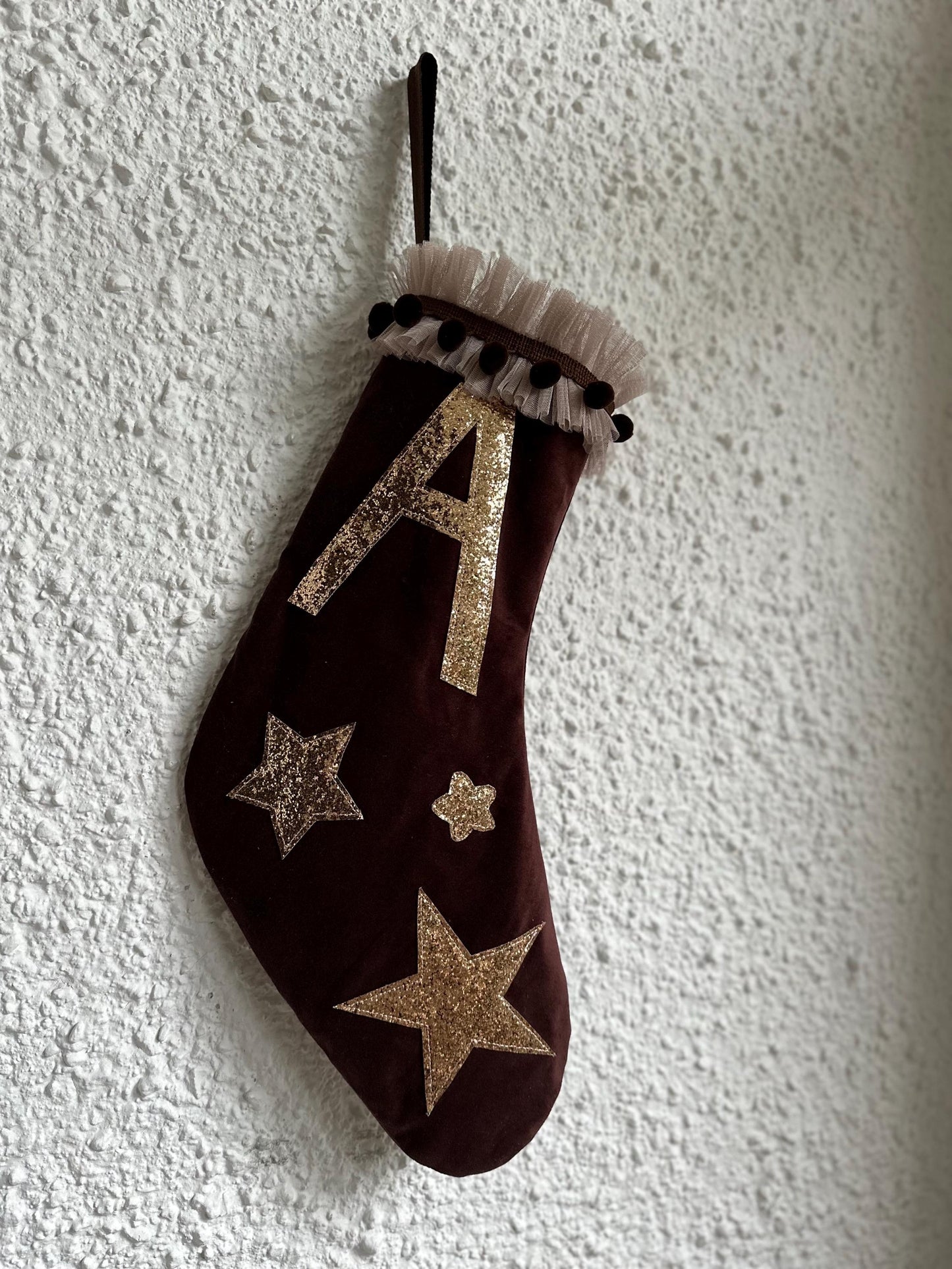 velvet stocking in chocolate brown