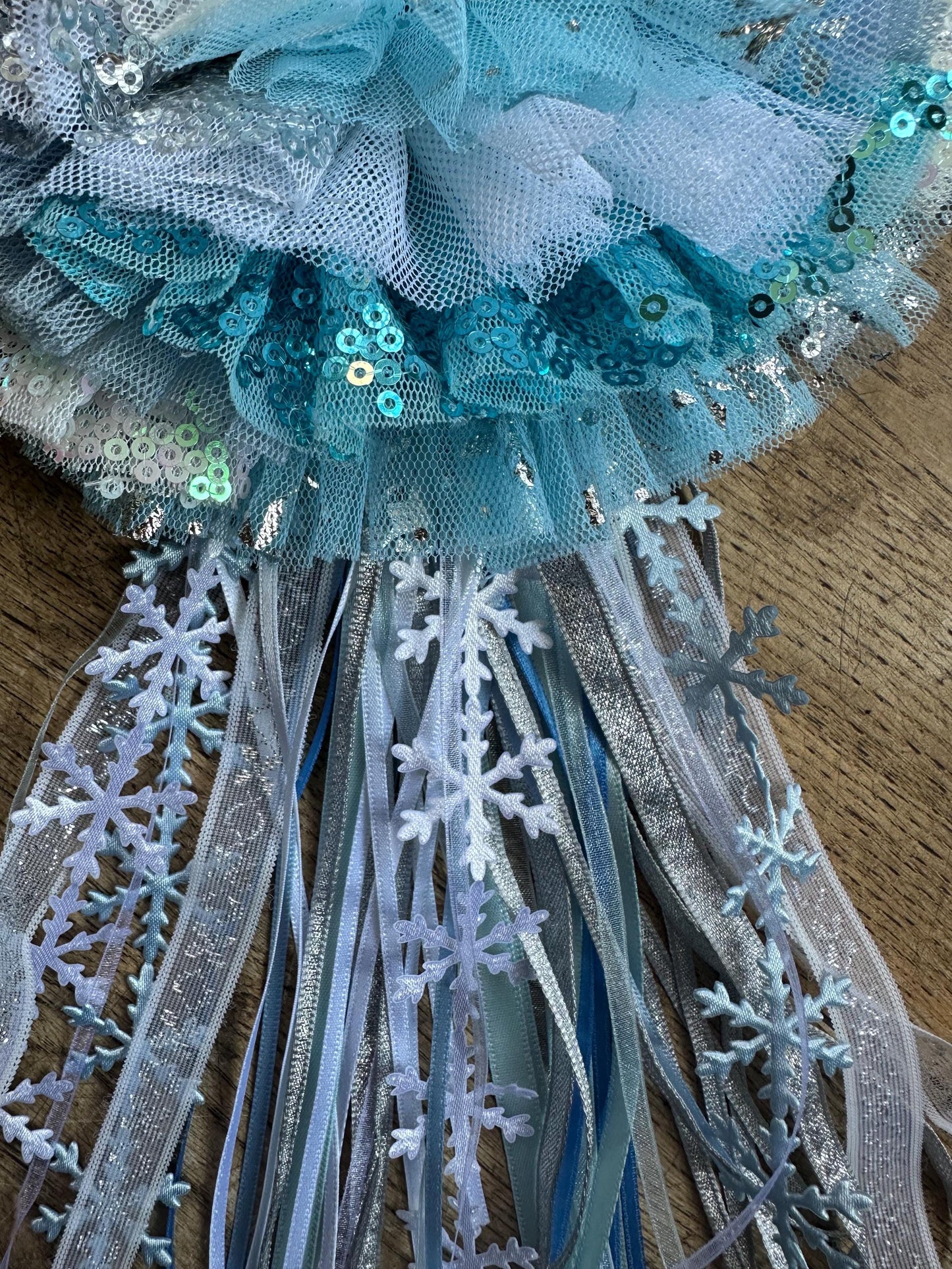 Frozen mixed tulle/sequin ruffle birthday corsage