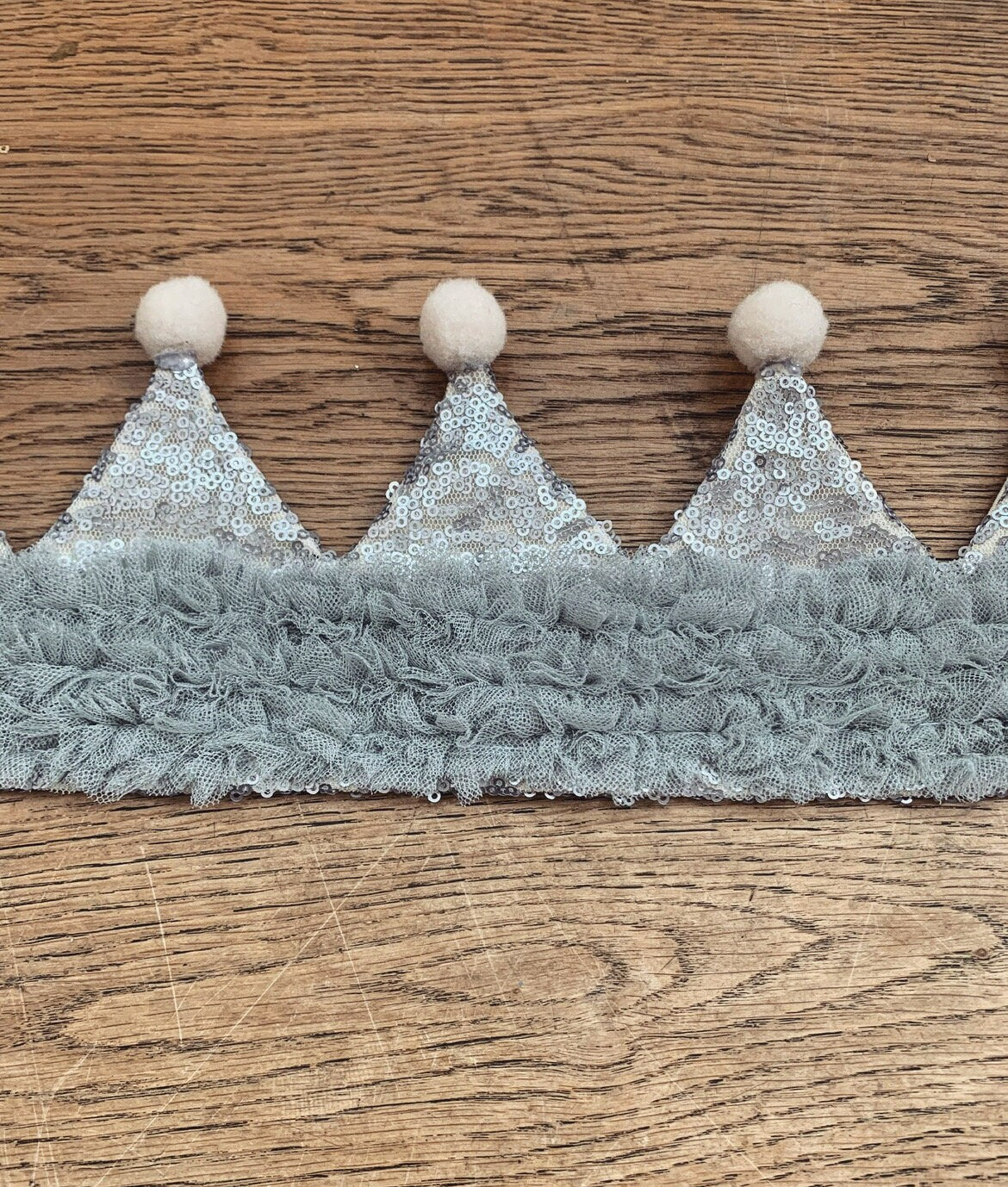 Silver sequin ruffle crown