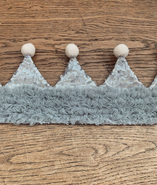 Silver sequin ruffle crown