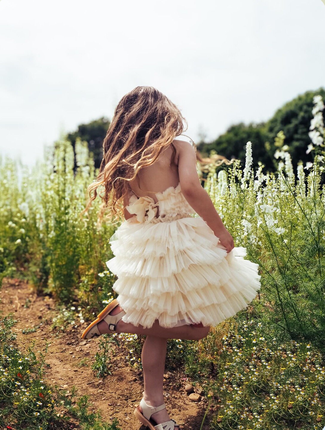 Cream ruffle tutu/top set