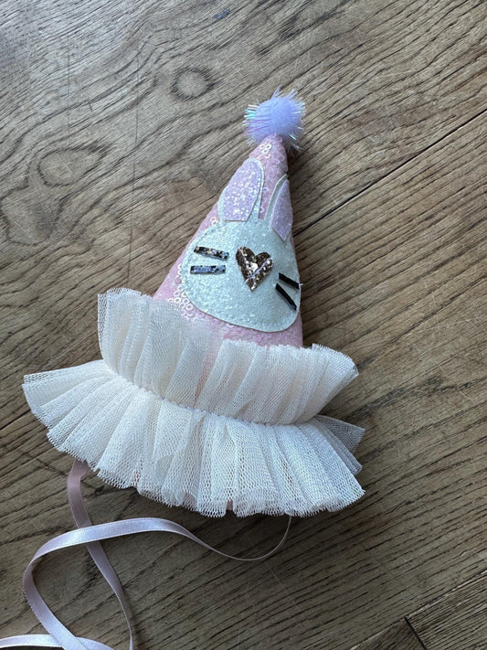pink/cream bunny party hat