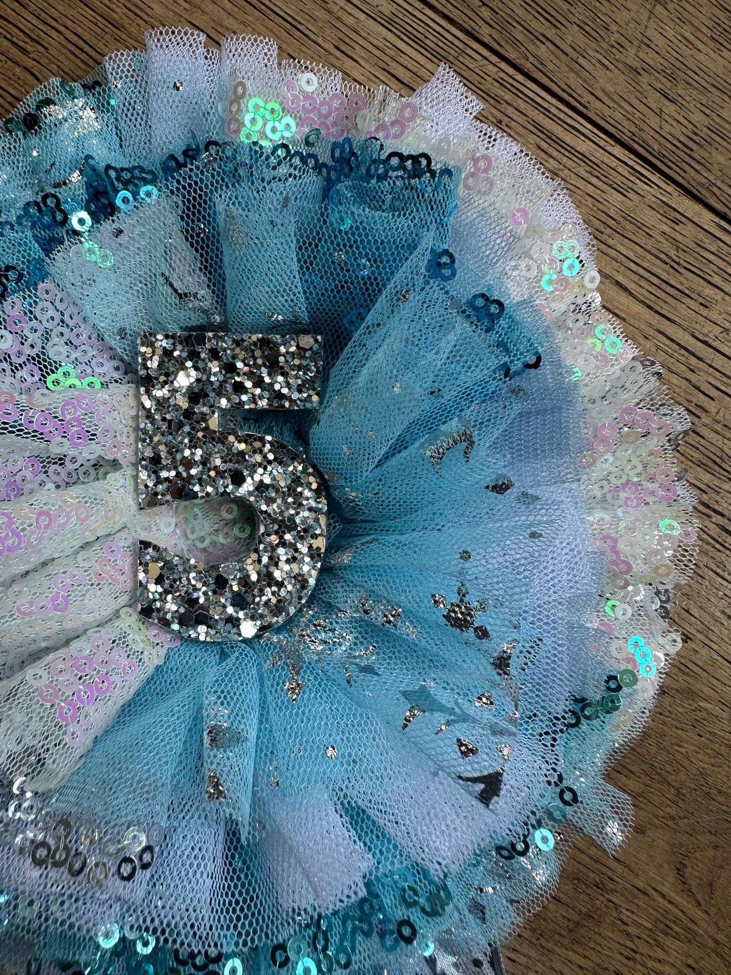 Frozen mixed tulle/sequin ruffle birthday corsage