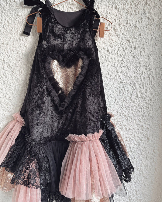 Pretty kitty cat heart ruffle dress