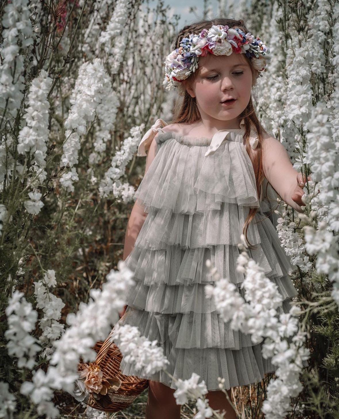Sage green ruffle dress