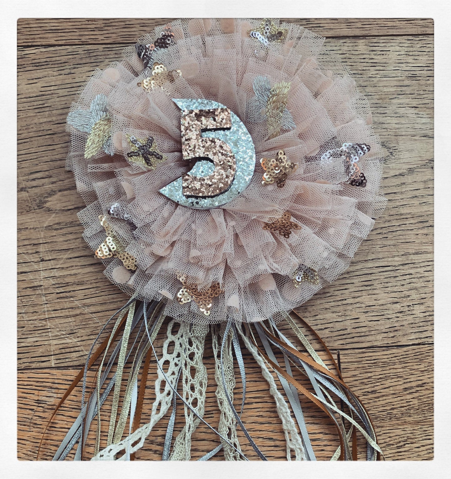 Star/moon polka dot corsage