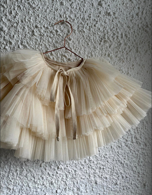 cream ruffle mini cape