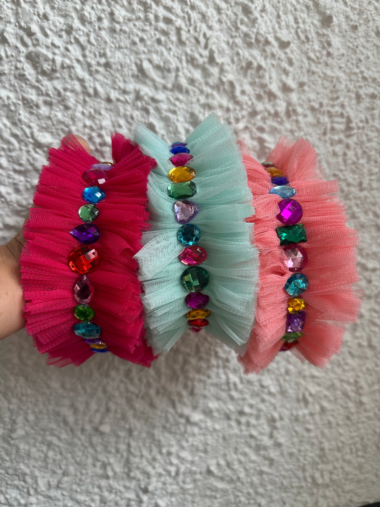 Bejewelled ruffle headbands