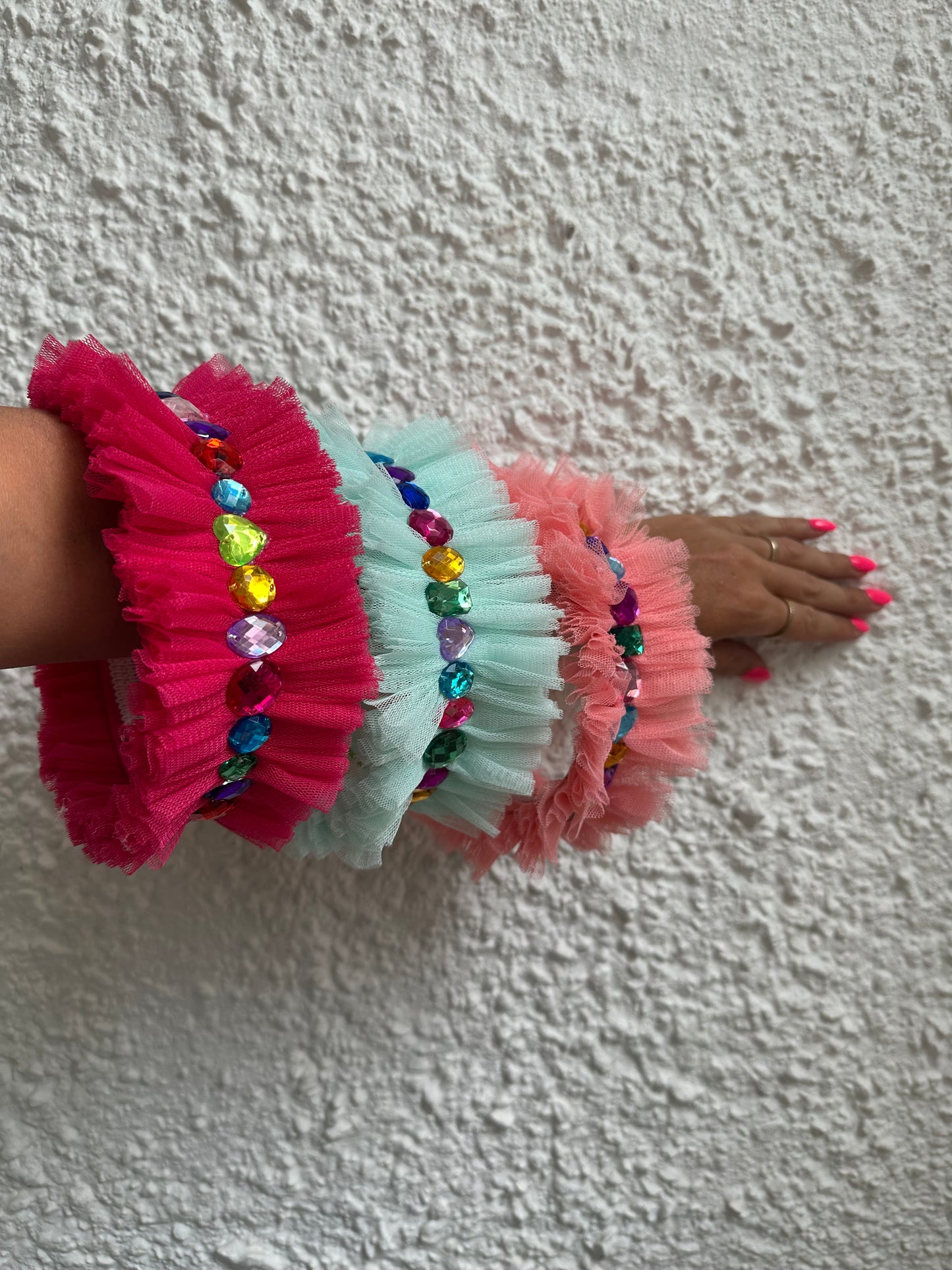 Bejewelled ruffle headbands