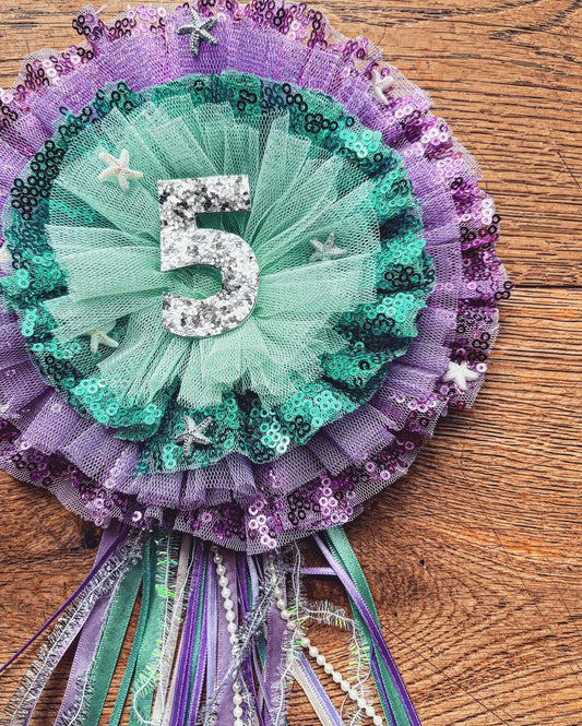 Mermaid mixed tulle/sequin ruffle birthday corsage