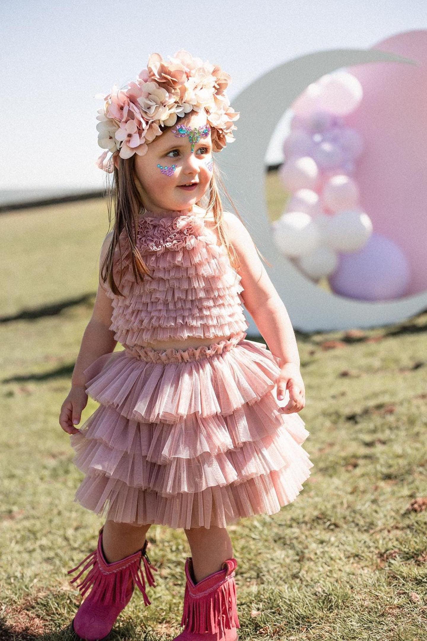 Dusky pink ruffle tutu/top set