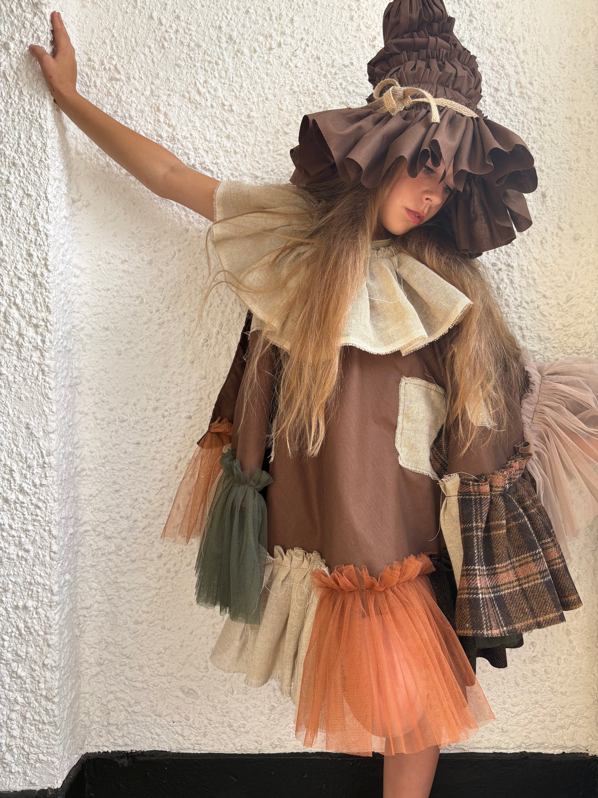 Scarecrow tie back cape/hat set