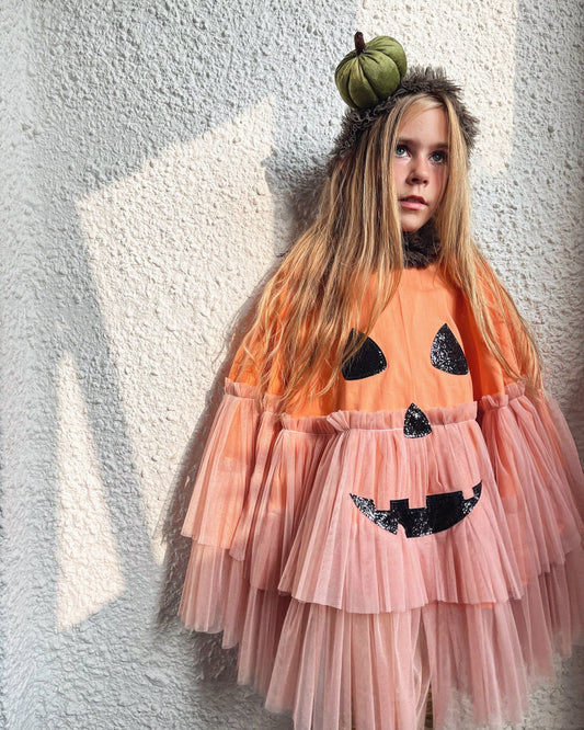 Peach pumpkin kid tie back cape