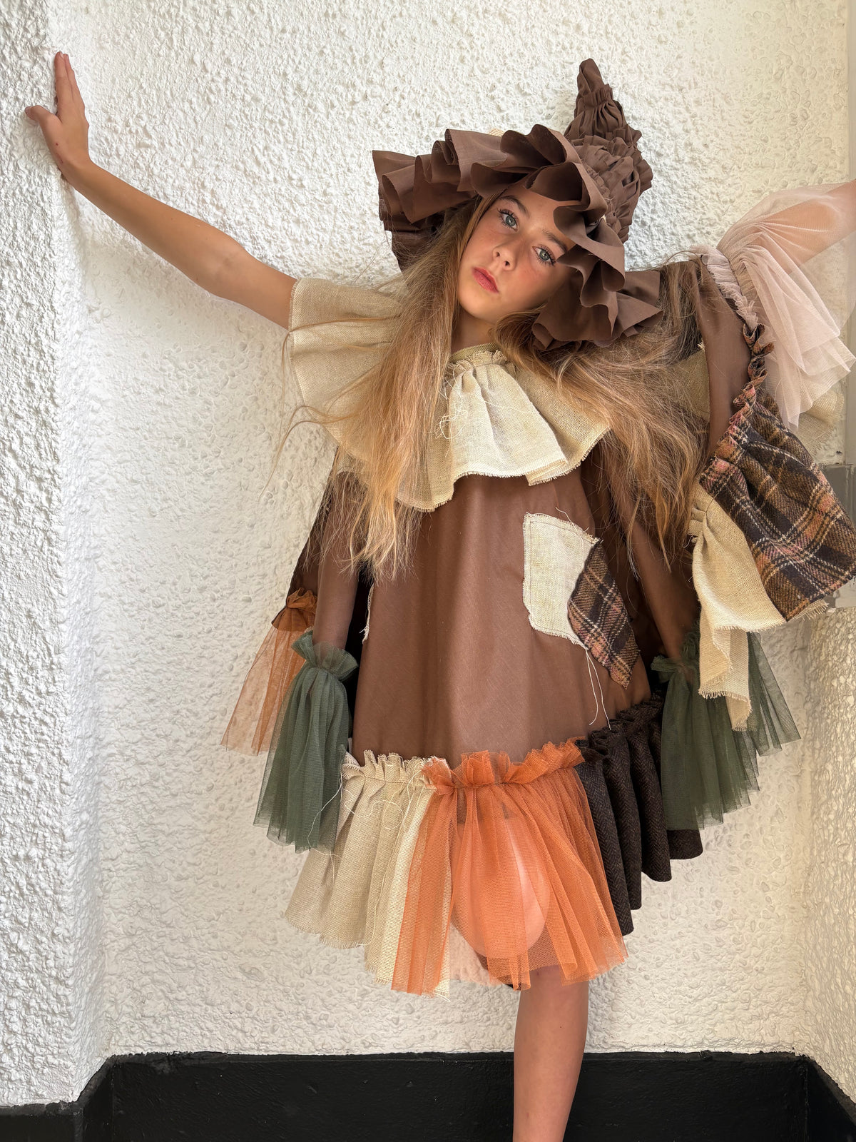 Scarecrow tie back cape/hat set