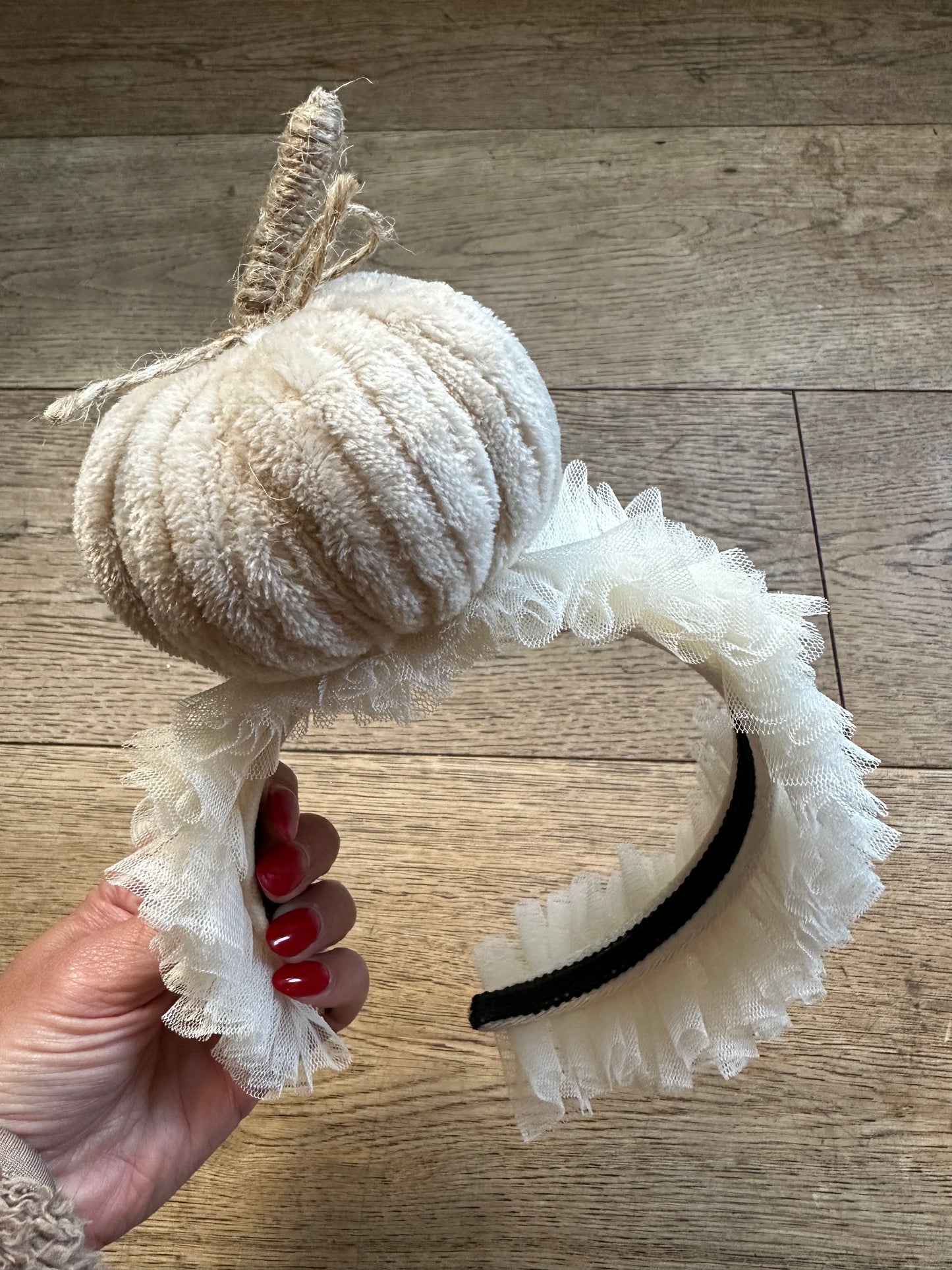 Cream pumpkin headband