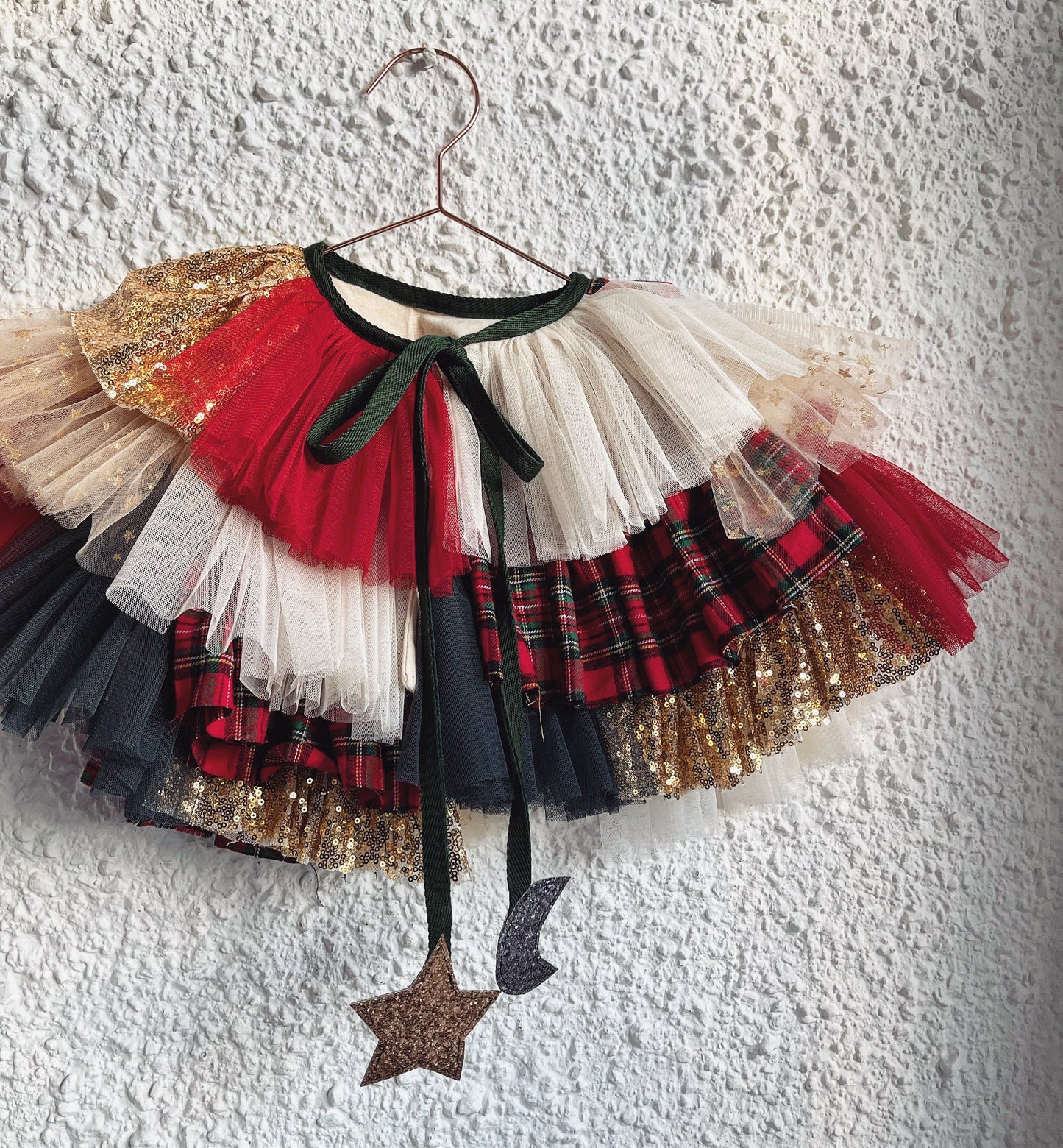 christmas day ruffle kid cape