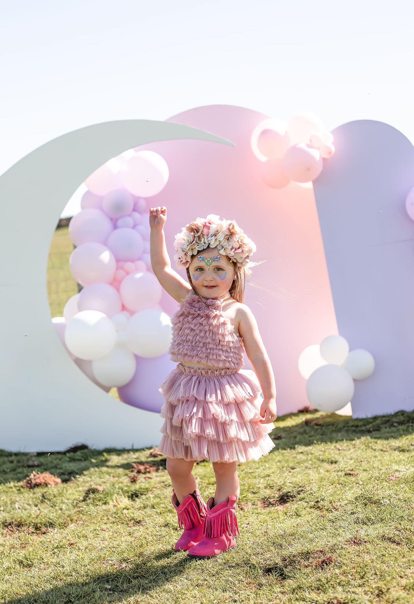 Dusky pink ruffle tutu/top set