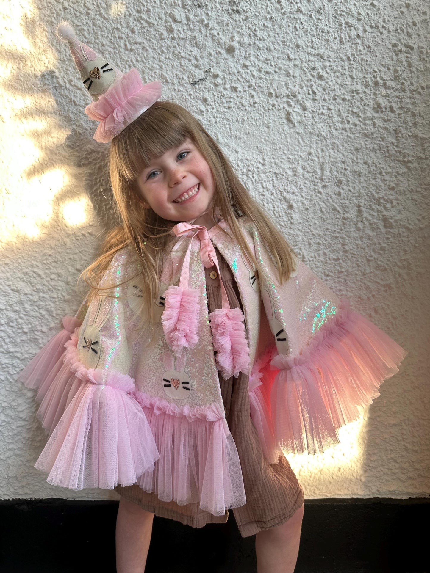 Iridescent/pink bunny party hat