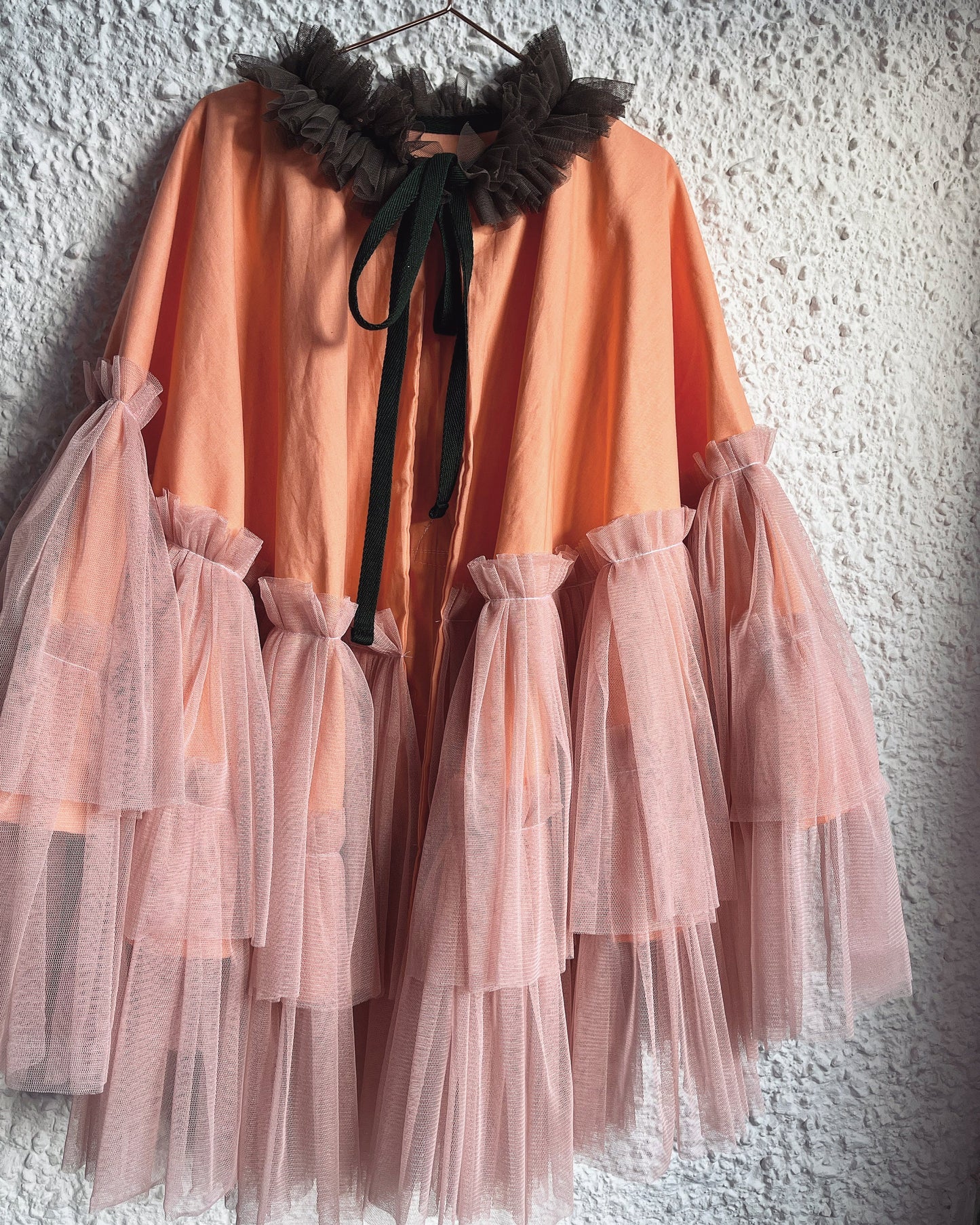 Peach pumpkin mini tie back cape