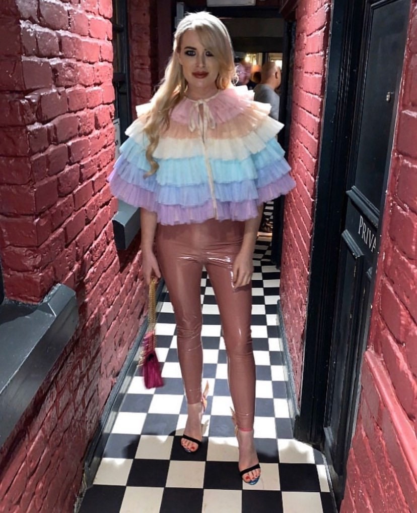 Adult rainbow ruffle cape