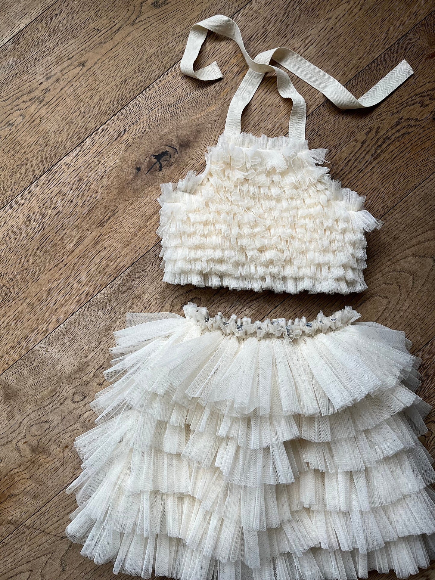 Cream ruffle tutu/top set